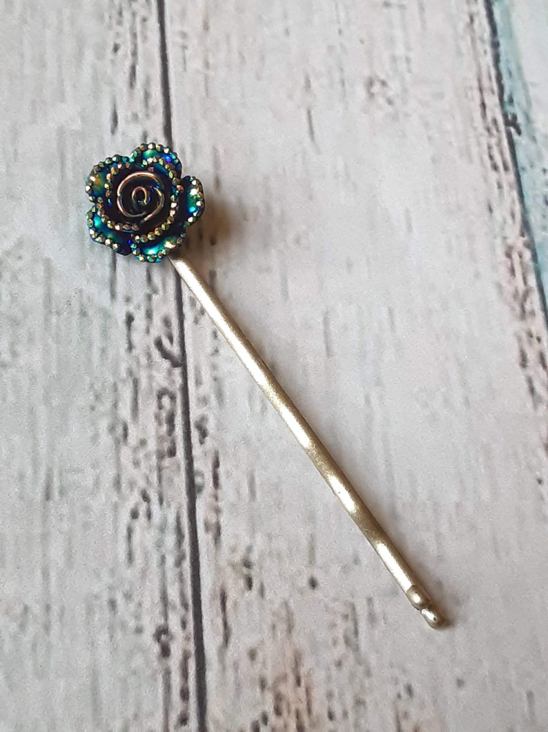 Blue Metallic Bobby Pins Set of 4, Bobby Pins Hair Accessories, Gift