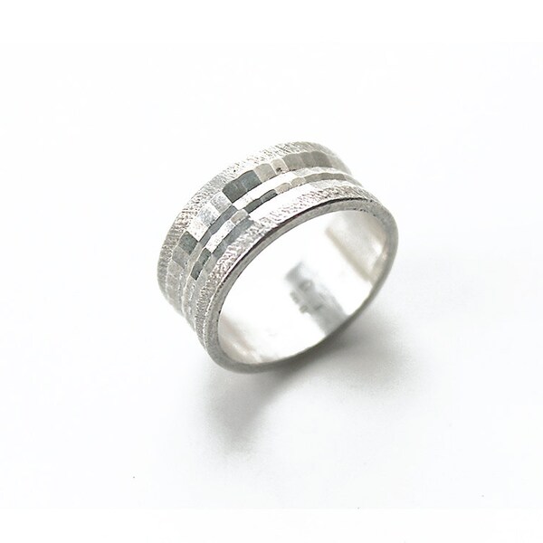Sterling anello geometrico dettaglio Wide Band contrassegnato anello argento ESPO anello di piccole dimensioni 5-5-1/2 femminile