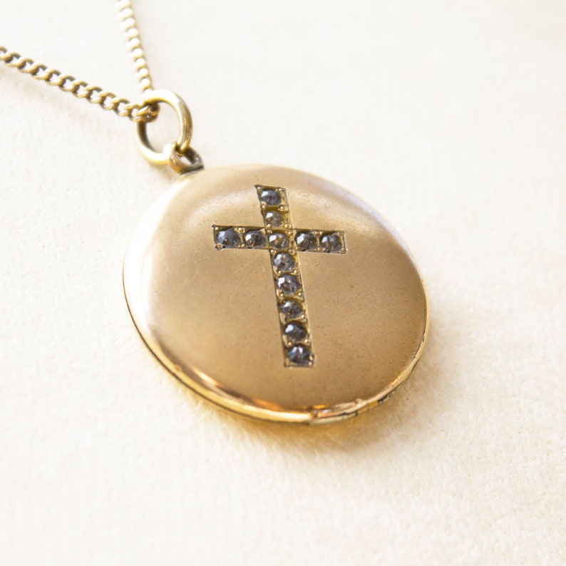 Victorian Cross Locket Necklace Portate Cross locket antique Etsy
