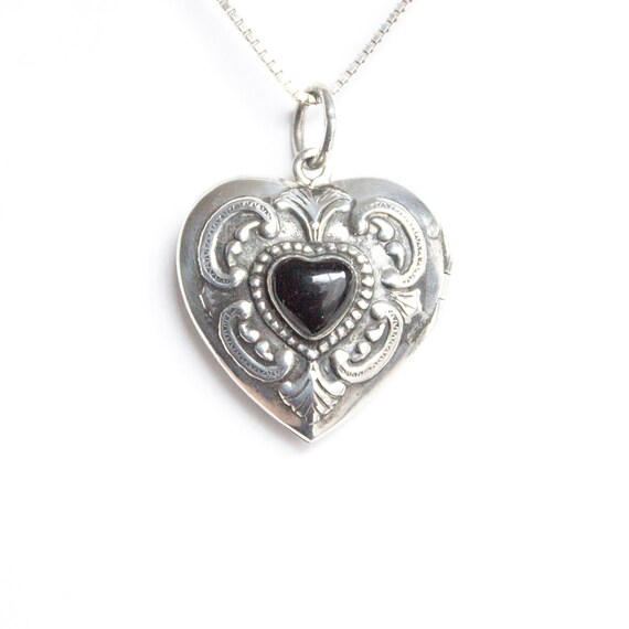 Victorian Revival Sterling Silver Locket Necklace,