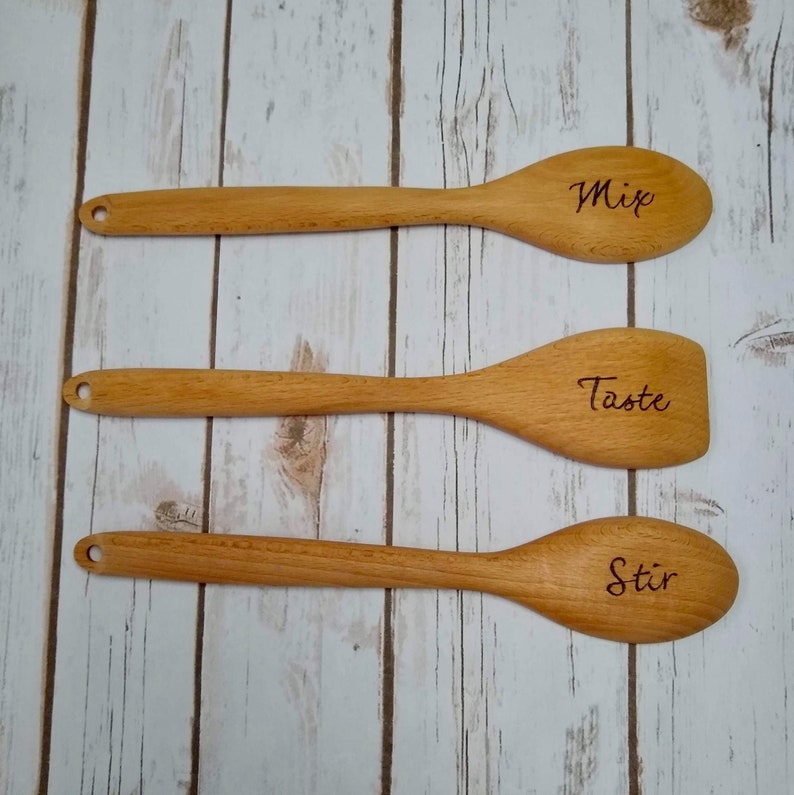 Hostess Gift Herb Towel Wood Burned Spoons Housewarming Etsy