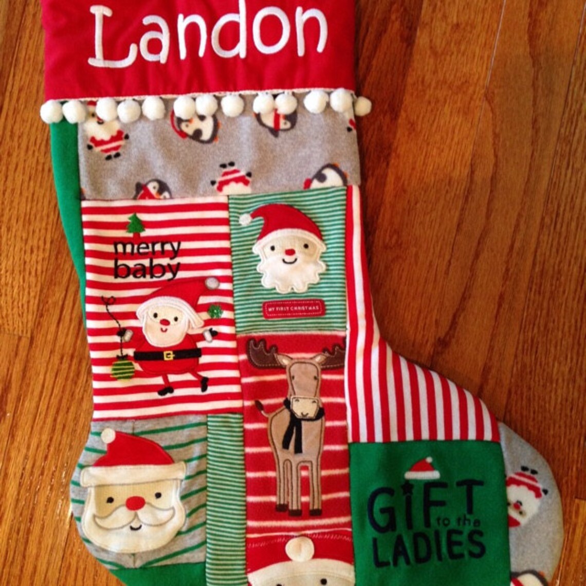 Babys First Christmas Stocking Christmas Stocking Upcycled Etsy
