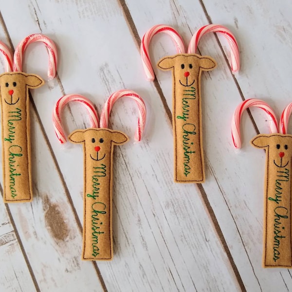Reindeer Christmas · Class Gifts · Party Favor · Reindeer Candy Cane Gift · Personalized Reindeer Gift · Stocking Stuffer · Christmas Gift