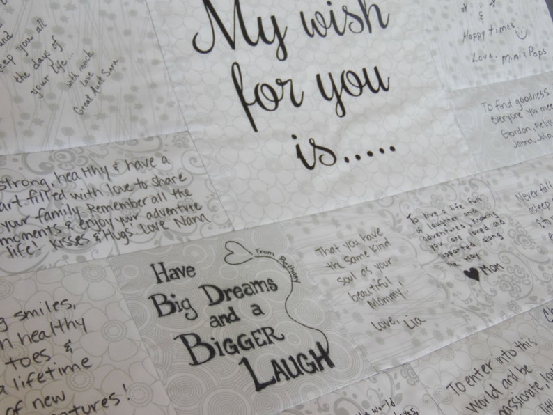 Personalized Autograph Quilt ~ Throw Size ~ Wedding Guest Book Alternative ~ Baby Shower Guest Book Alternative ~ Graduation ~ Retirement