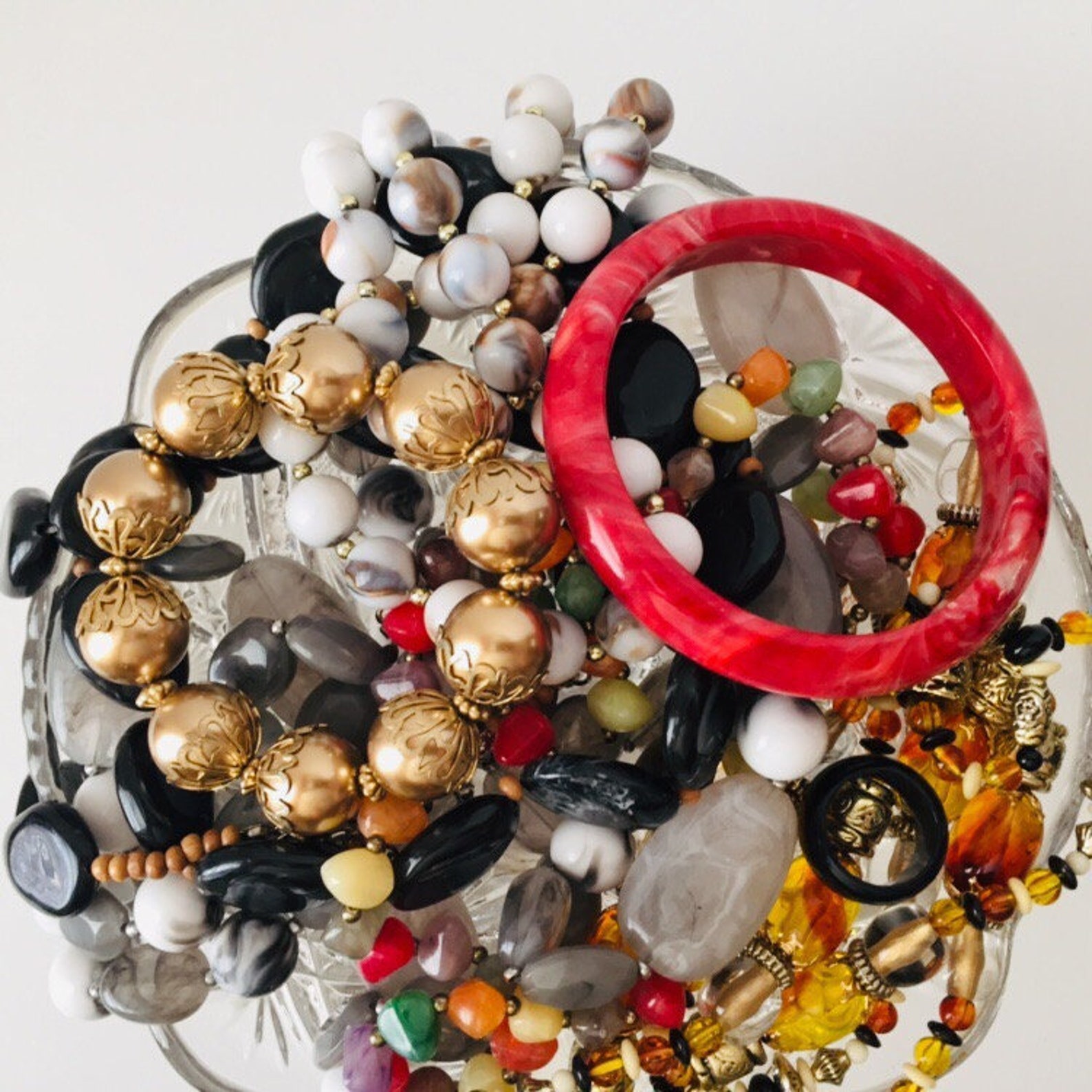 Vintage plastic costume jewelry lot colorful mixed jewelry Etsy