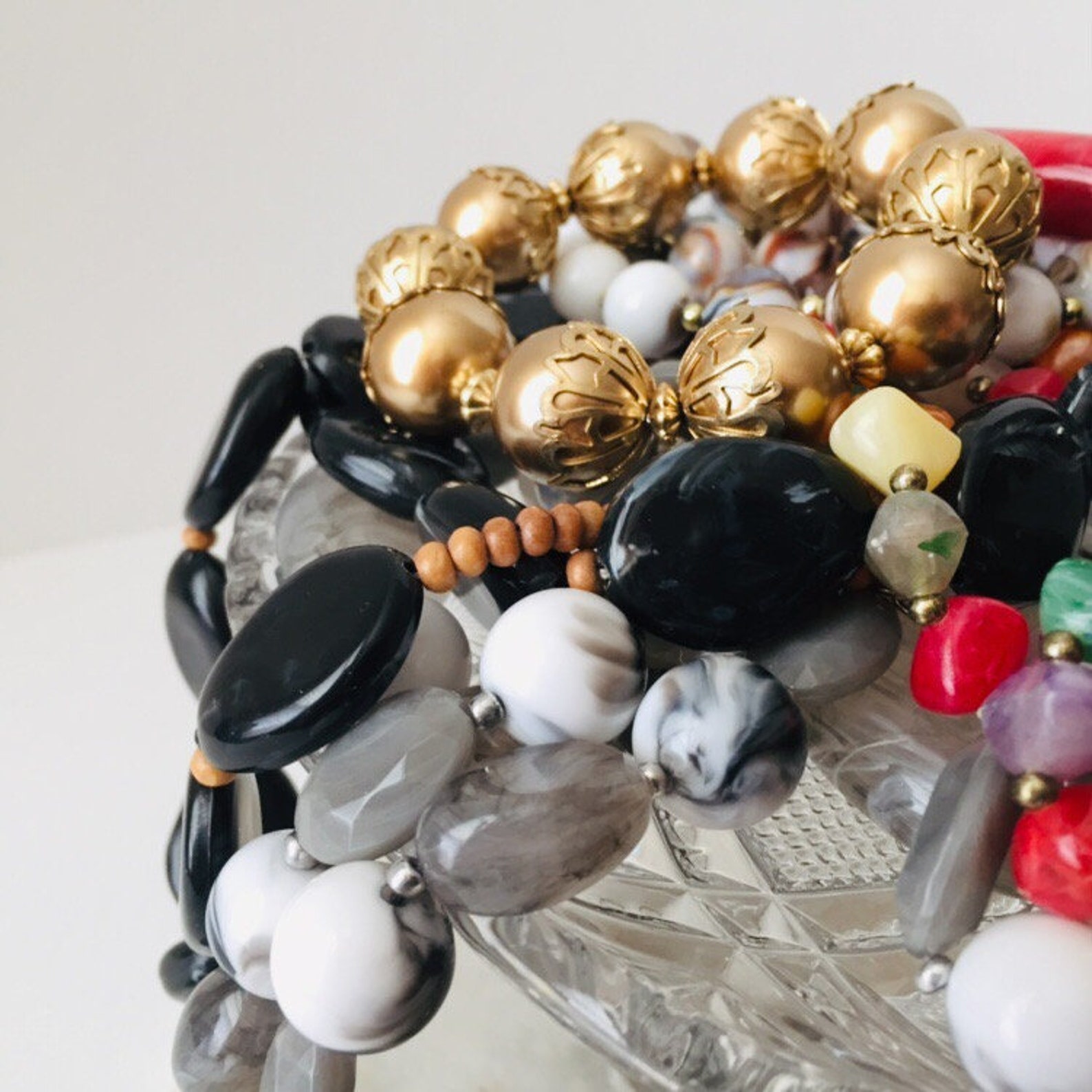 Vintage plastic costume jewelry lot colorful mixed jewelry Etsy