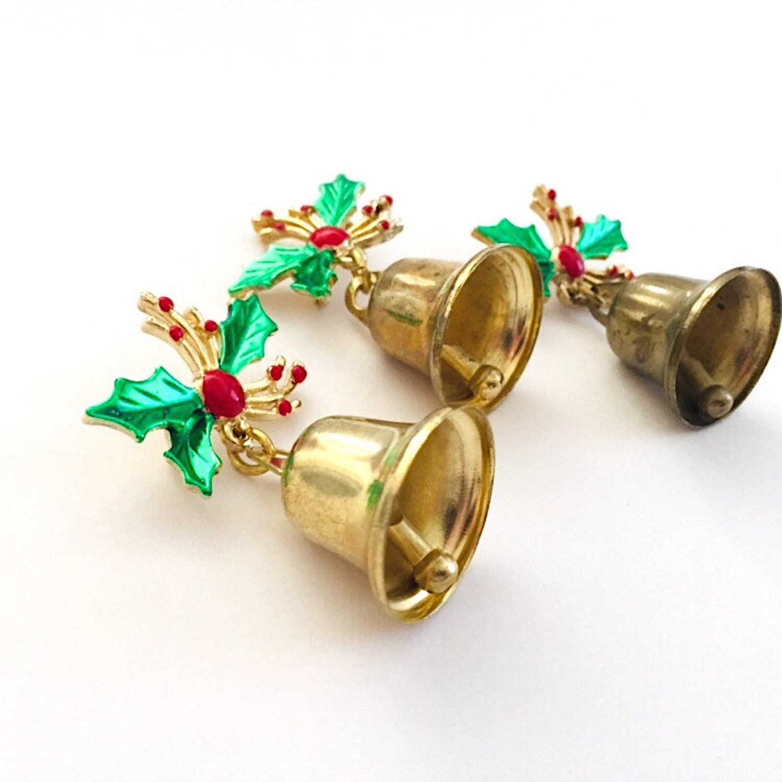 Jingle bell pins set of three Christmas pins lot gold tone Etsy