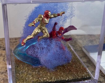 Iron Man vs Magneto - 3 inch Decorative Diorama Cube