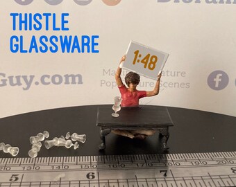Tiny Thistle Glassware in O Scale! (AKA 1:48 / Quarter Inch Scale) - Miniature Train / Dollhouse / Terrarium Decor
