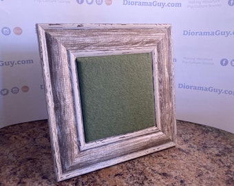 4x4 Framed Enamel Pin Display / Green Backer / Weathered Frame