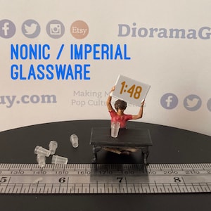Tiny Nonic/ Imperial Pint Glassware in O Scale! (AKA 1:48 / Quarter Inch Scale) - Miniature Train / Dollhouse / Terrarium Decor