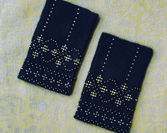 Blue beaded wrist warmers