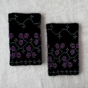 Black beaded wrist warmers