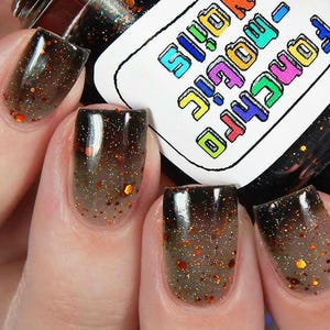 The Maze Nail Polish - thermal black-to-clear with copper holo glitter / vegan / nontoxic / cruelty free