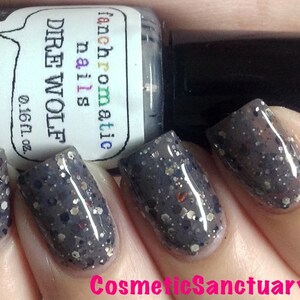 Dire Wolf Nail Polish - grey lacquer with non-sparkly glitter