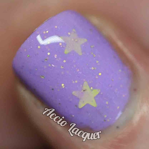 LSP Nail Polish -  bright lavender with gold stars / vegan / nontoxic / cruelty free