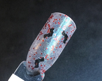 Vampire Queen Nail Polish - glow in the dark topper with bat shaped glitter