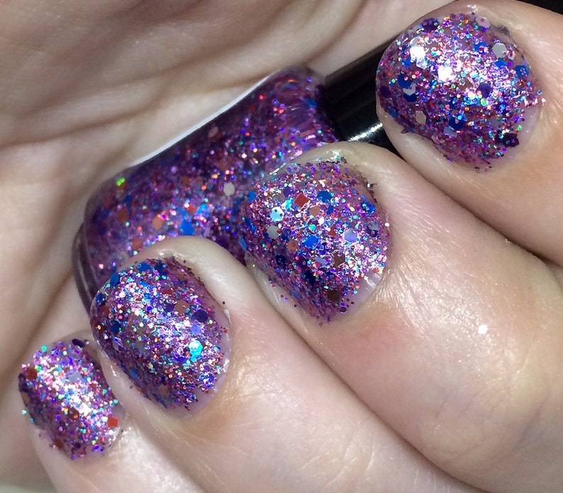 Bright and Bubbly Nail Polish holographic purple glitter bomb / vegan / nontoxic / cruelty free image 7