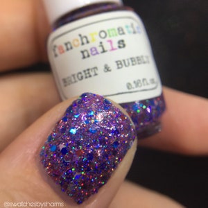 Bright and Bubbly Nail Polish holographic purple glitter bomb / vegan / nontoxic / cruelty free image 8