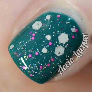 Eleven Nail Polish - grey and pink glitter with color-changing flakes / vegan / nontoxic / cruelty free