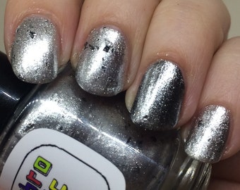 Witness Me Nail Polish - shiny and chrome with black shreds / vegan / nontoxic / cruelty free