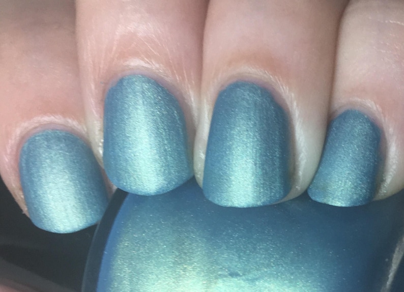 Rules of Acquisition Nail Polish matte brilliant metallic blue-green / vegan / nontoxic / cruelty free image 3