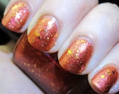 CLEARANCE - Rebel Heart Nail Polish - MINI - coppery red jelly with gold glitter and shimmer