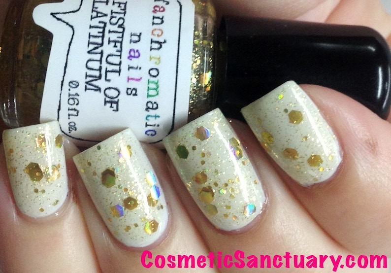 Fistful of Latinum Nail Polish holographic gold glitter top coat / vegan / nontoxic / cruelty free image 1