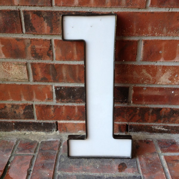 Large Reclaimed Plastic Sign Number "1" or lower case "l", White, Industrial Salvage, Home Decor, Office Decor, Industrial Decor