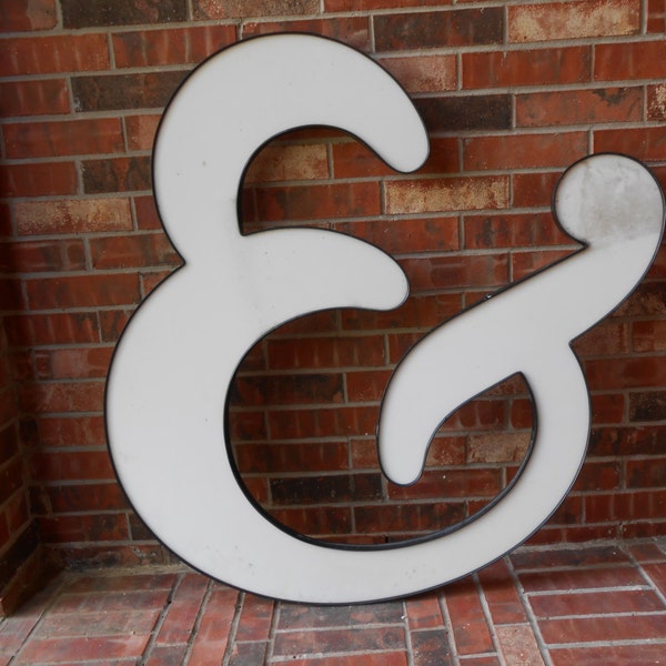 GIANT Reclaimed Plastic Sign Letter "&", Ampersand, HUGE, White and Black, Industrial Salvage, Home Decor, Office Decor, Industrial Decor