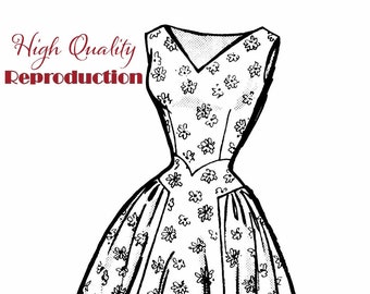 Misses' Vintage 1950s Party Dress Reproduction Sewing Pattern #2762