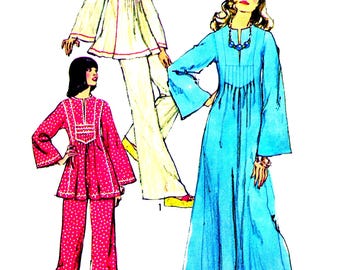 Simplicity 6044 Symönster - Fröknars Vintage 1970-tals Kaftaner och Byxor