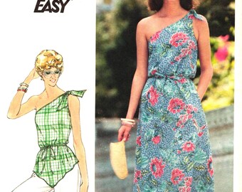 Butterick 5432 Vintage 1970-talsklänning med axelband och toppmönster