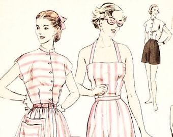 Vogue 6434 Vintage 1940s Halter Top, Skirt and Shorts Sewing Pattern Sz 18