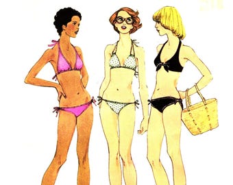 Simplicity 6947 Vintage 1970-tals bikini baddräktsmönster