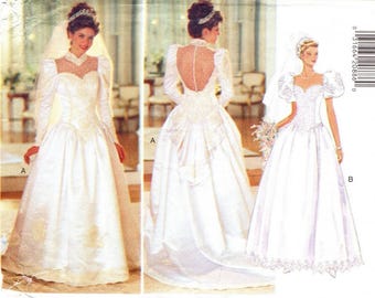 Butterick 3839 Mönster för brudklänningar från Misses' Vintage från 1990-talet, 14-18