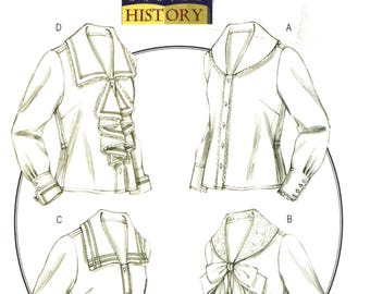 Butterick 4826 Misses' Making History-blusar med krage- och manschettvariationer