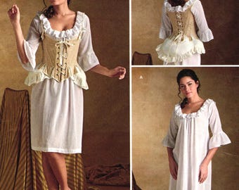 Simplicity 8162 1700-tals korsett, linne och rumpa, sömnadsmönster, storlekar 14-22