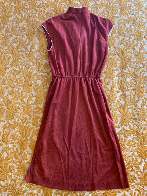 Vintage 70s Burgundy Velour Terry Cloth Cap Sleev… - image 4