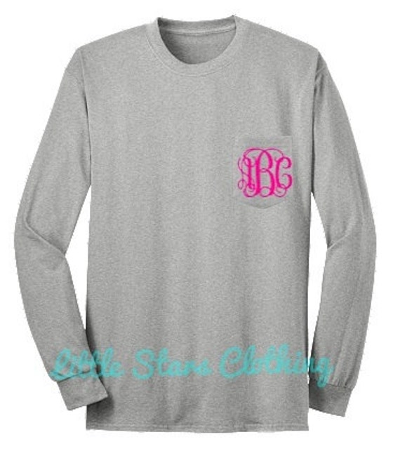 Items similar to LONG SLEEVE Monogrammed Pocket Tee Available in sizes ...