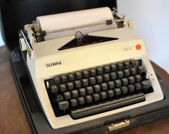 Green Olive Black Travel Typewriter Working Typewriter Green Typewriter Manual Typewriter Olympia Monica 70s Office Home Decor