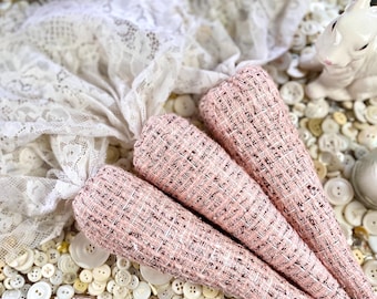 Pink Tweed Carrots with Lace Leaves: Farmhouse Easter Decor (Set of 3)