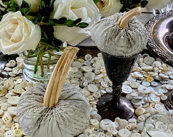 Gray Pumpkins, Velvet pumpkins, luxury home decor, fall centerpiece, fancy halloween, maximalist, glam wreath attachment, autumn neutral