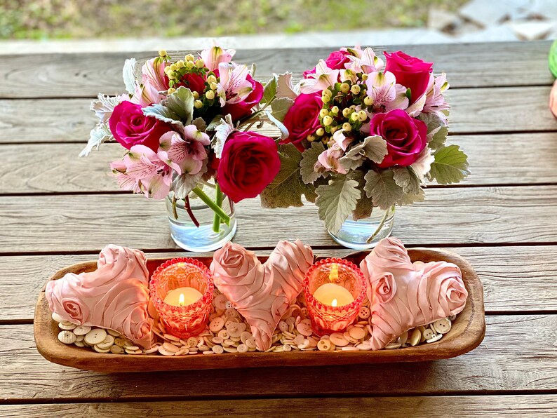 Pink Fabric Hearts Valentine Tiered Tray Decor Bowl Filler Etsy