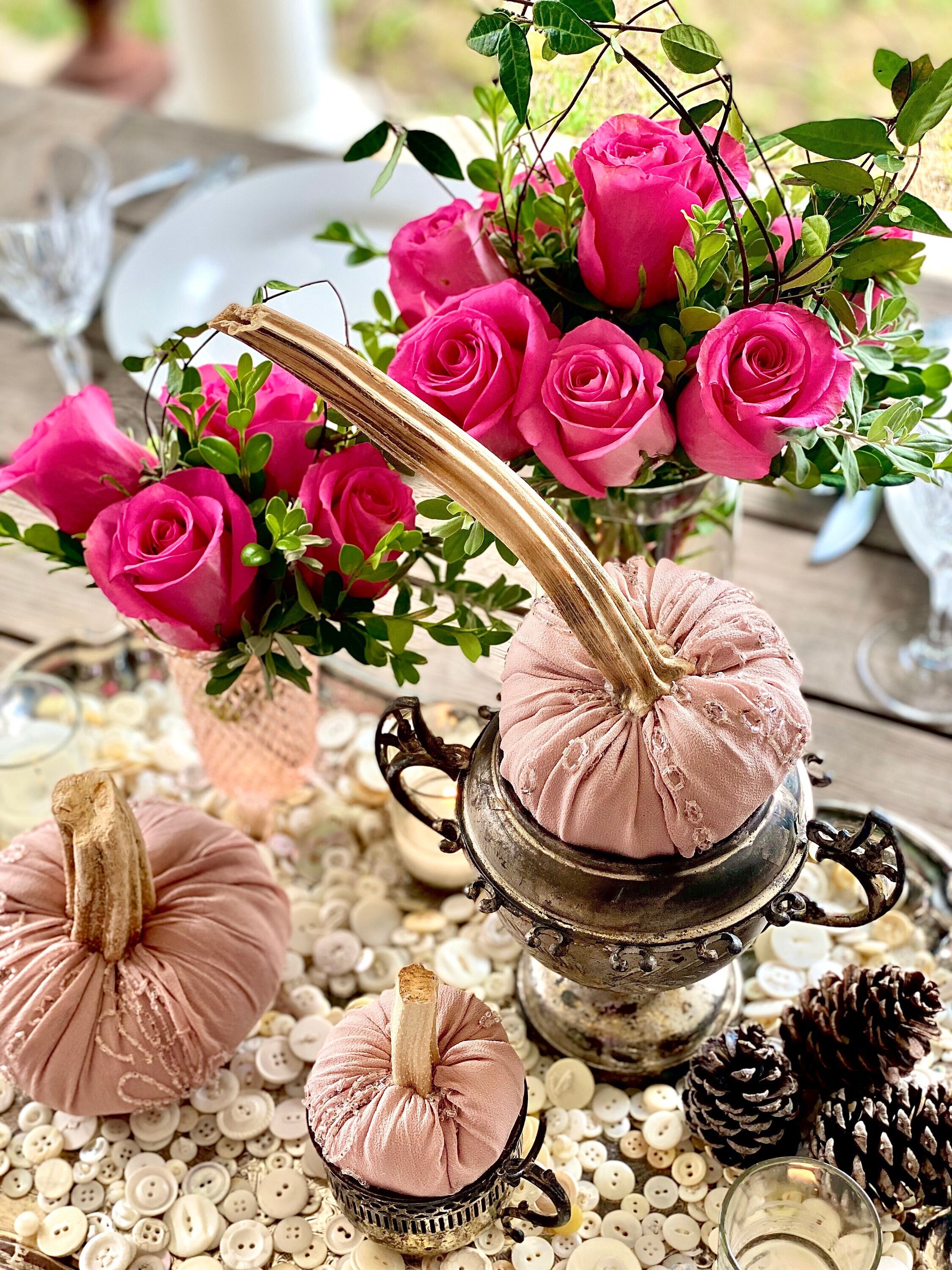 Dusty Pink pumpkins Velvet Pumpkins with Real Stems Fall Decor Bowl Fillers pastel autumn centerpiece little pumpkin Baby