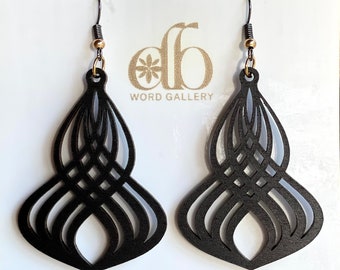 Wood Earrings/Lightweight Dangle Earrings/Fashionable Style/Trendy Earrings/Teardrop/Hoop/