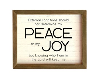 Peace & Joy Wood Quote | Inspirational Wood Sign | Living Room Wall Decor/Farmhouse sign/Rustic sign/Spiritual Word Sign
