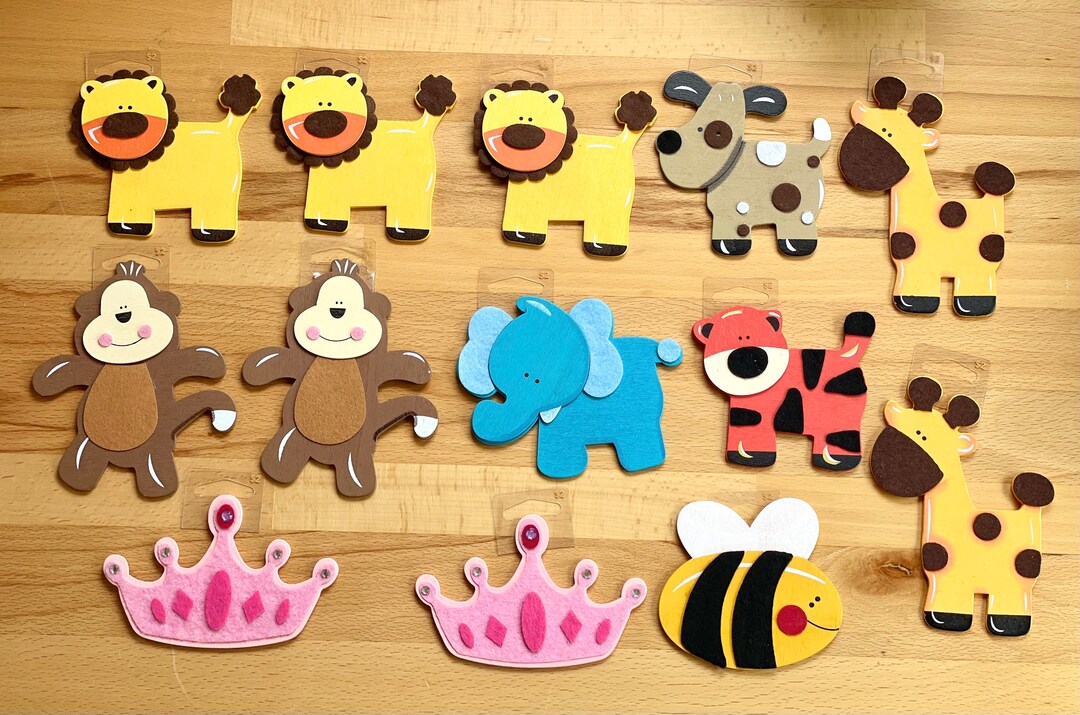 Animal Cut Outs/hand Painted/wood Cut Out With Hand Cut Felt Etsy