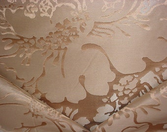 New 100% Silk Damask Ruby Red & Bronze Drapery Fabric Floral Jacquard 