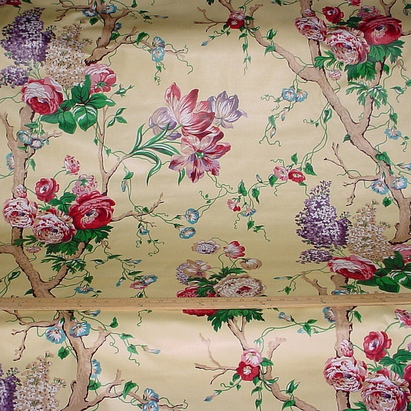 8-5/8 yards Bassett McNabb Cassandra - Flowering Branch Floral Luxury Cotton Chintz Print Drapery Upholstery Fabric - Free Shipping